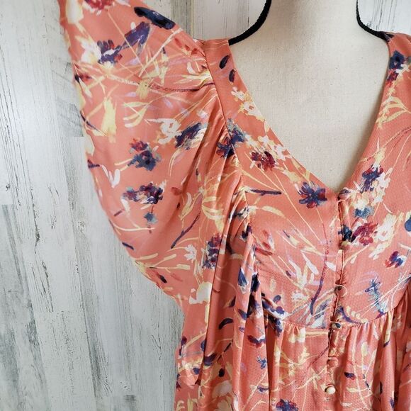 Haute Hippie Floral Flutter Sleeve Top Sz XXS - Picture 4 of 9